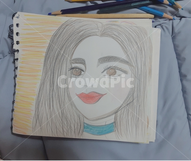 여자,손그림,그림,일러스트,일러스트레이션,색연필,illustration,art,drawing