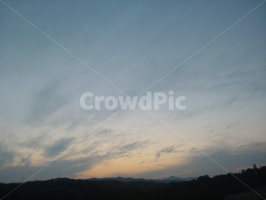 하늘,구름,노을,풍차,sky