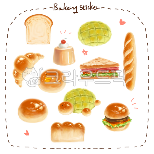 빵일러스트,베이커리,빵,빵그림,식빵,바게트,메론빵,푸딩,디저트,일러스트,디저트일러스트,크루아상,샌드위치,햄버거,다꾸,다이어리스티커,굿노트스티커,스티커,다이어리꾸미기,베이커리일러스트,귀여운,아기자기한