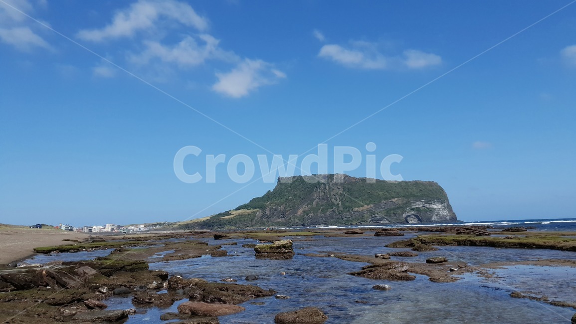 제주도,jeju,island,광치기해변,맑은하늘,맑은날씨,하늘,성산일출봉,nature,자연,land,outdoors,water,물,ocean,대양,sea,바다,shoreline,해안선,제주도,jeju,jeju island