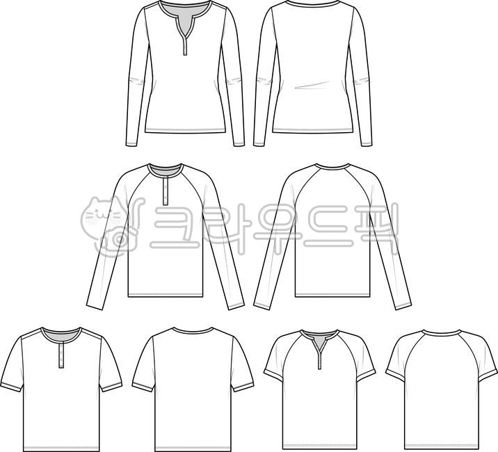 헨리넥,라그랑소매,티셔츠,셔츠,긴팔,반팔,버튼,패션도식화,패션디자인,패션드로잉,스케치,technical,flat,vector,sketch,roundneck,tee,shirt,tshirt,top,neckband,halfbutton,placket,stylish,easytowear,knit,jersey,shortsleeve,raglansleeve,flatsketch,front,back,mockup,background,design,template,fashion,clothes,style,apparel