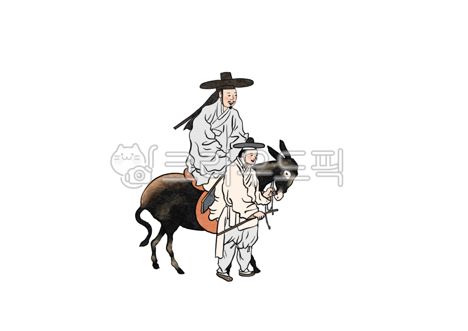 Oriental painting,mammals,drawing,animal paintings,art,animal illustrations,people,men,hats,jackets,straw shoes,Joseon Dynasty,people paintings