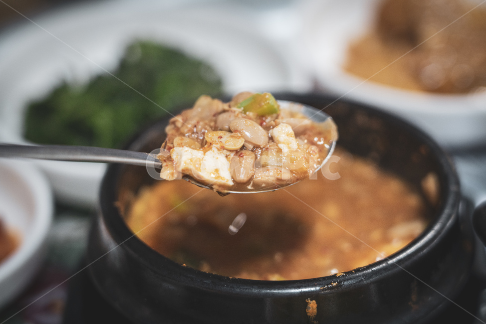 청국장,청국장찌개,청국장찌개,된장찌개,된장,한식,뚝배기,찌개,반찬
