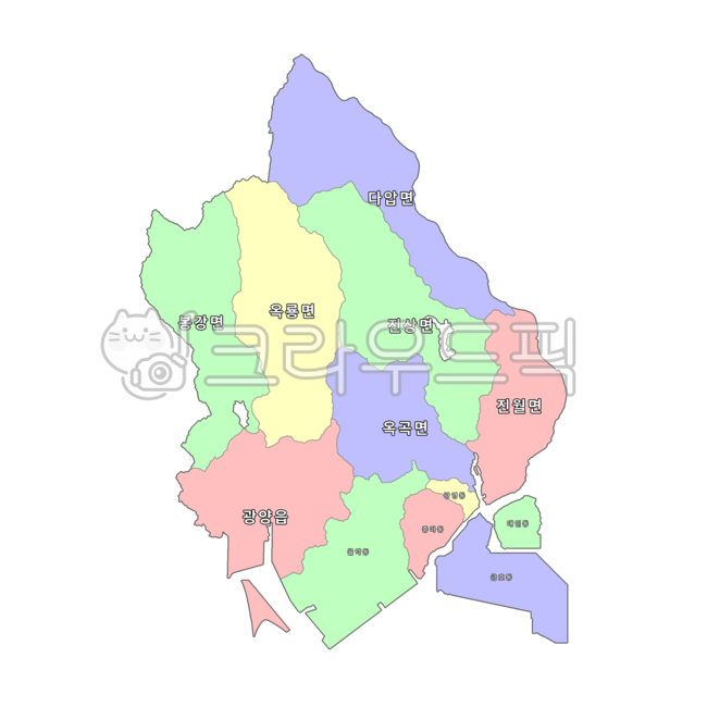 전라남도,전라도,전남,호남,광양시,광양,대한민국,우리나라,한국,행정구역,도,시,군,읍,면,동,지도,행정구역지도,4색지도,파란색,노란색,빨간색,초록색,map