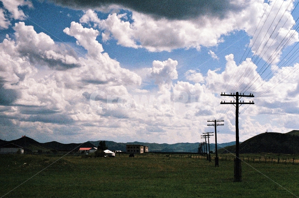 몽골,초원,하늘,구름,전신주,광야,자연,풍경,nature,landscape,outdoors,옥외