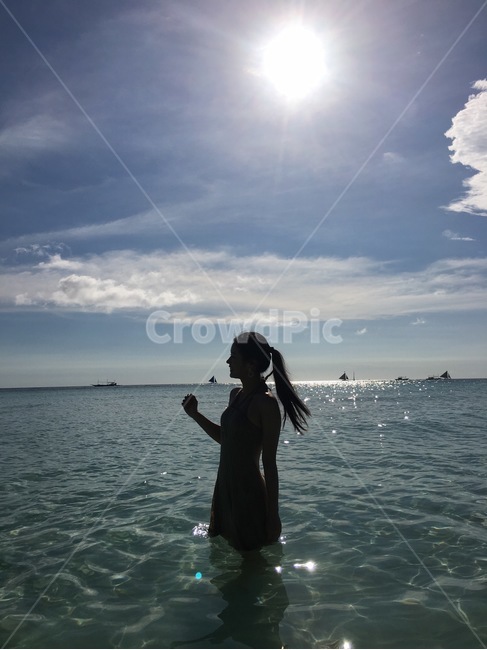 바다,해변,보라카이,풍경,인물,여자,물결,하늘,구름,여름,계절,summer,season