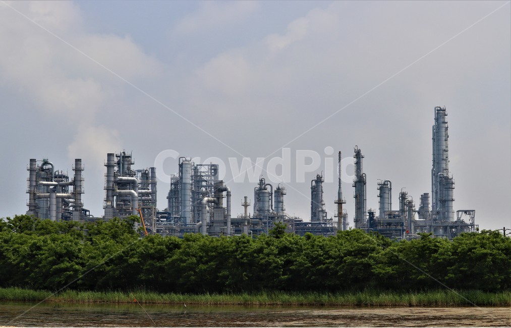 공장,숲,하늘,풍경,우중충,산업,industry,industrial