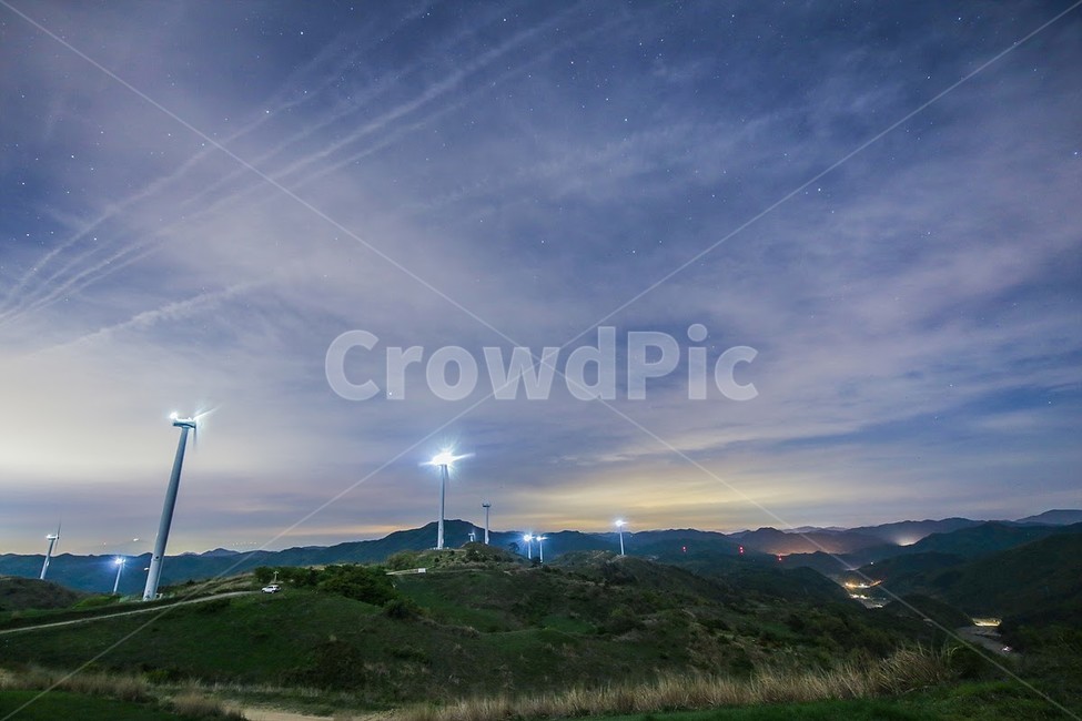 night view,active acid,star trail,star,Seogwang Ranch,night sky,trajectory