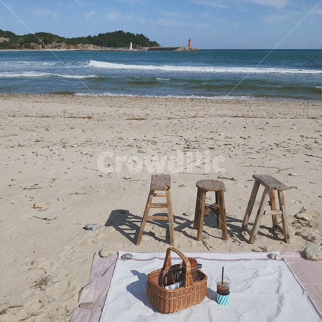 피크닉,바다,하늘,모래사장,해변,해변,바다,beach,sea,감성,sensible,feeling,휴식,힐링,rest,relaxation,healing