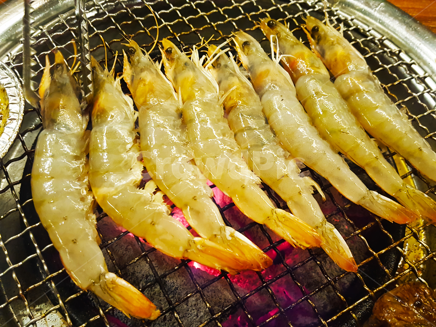 새우구이,새우,요리,음식,불판,해산물