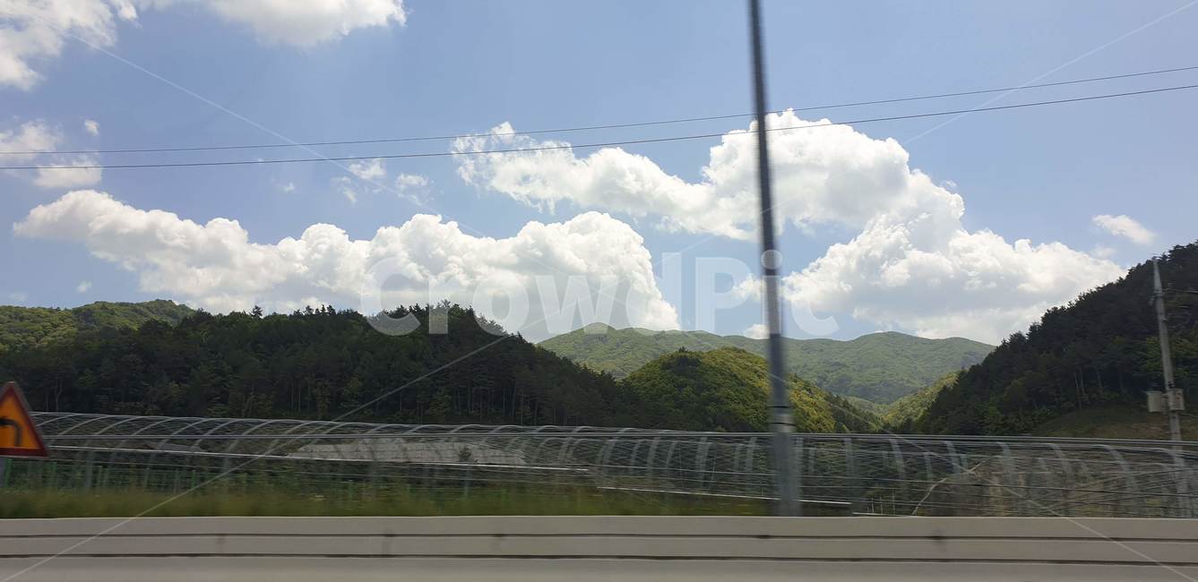 하늘,구름,산,여름,초록,고속도로,도로