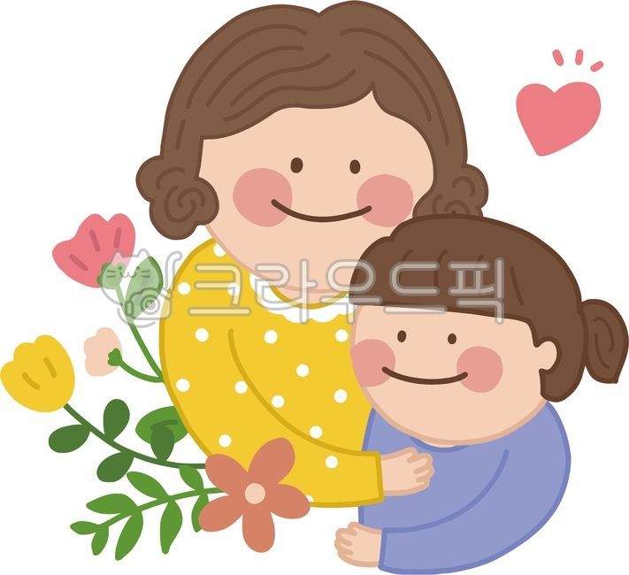 엄마와딸,가족,사랑,엄마,딸,꽃,하트,포옹,허그