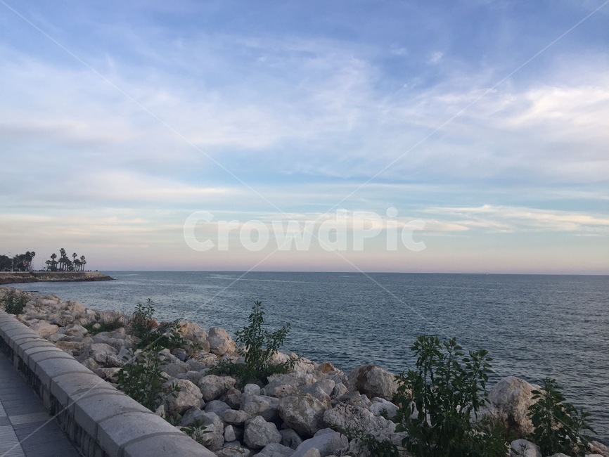 바다,야외,하늘,돌,바위,고요한,평화로운,아름다운,panoramic,peaceful,calm,sky,outdoor,sea,rock,구름,clouds,말라가,스페인,해변