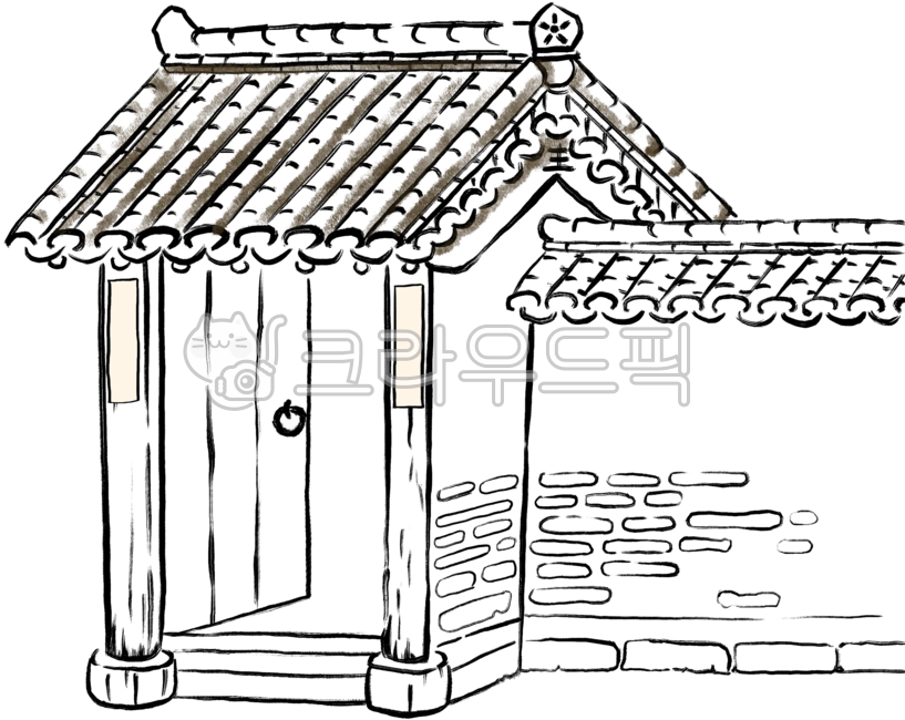 기와집,한옥,기와지붕,기와,전통그림,민화,전통,전통한옥,대문,나무문,기와담장,담장,풍속화,집,주택,현관