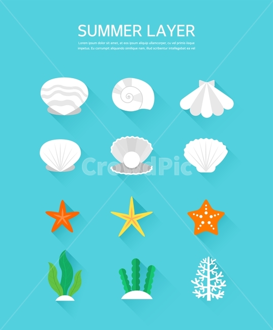 진주,불가사리,미역,산호,가리비,조개,여름,아이콘,플랫아이콘,여름,계절,summer,season,그래픽,일러스트레이션,graphic,illustration,아이콘,icon