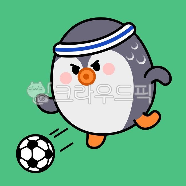 펭귄일러스트,펭귄캐릭터,동물캐릭터,펭귄,축구일러스트,스포츠,축구장,축구공,필드,헤어밴드,땀,soccer,penguin