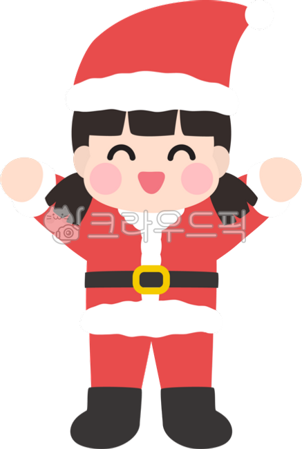 산타클로스,크리스마스도안,크리스마스캐릭터,산타모자,산타복장,크리스마스,성탄절,만세,산타코스튬,크리스마스요정,어린이,미소,웃음,연말행사,크리스마스스티커,여자아이,양갈래머리,크리스마스요소,겨울요소,겨울스티커,사람캐릭터,인사