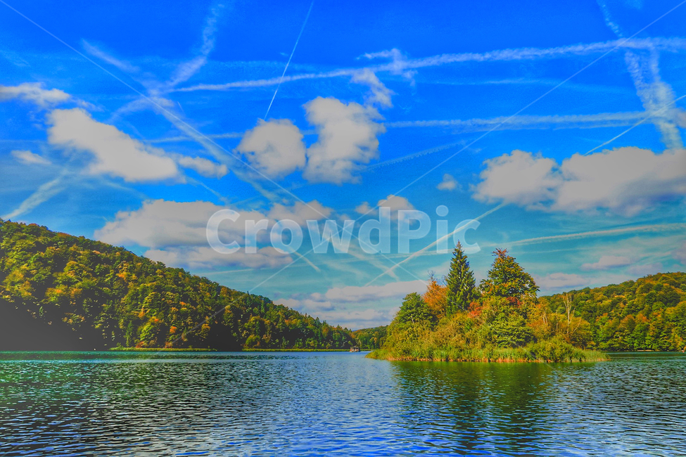 nature,Overseas,foreign country,contrail,world,natural scenery,sight,Plitvice,Sunrise,lake,Croatia