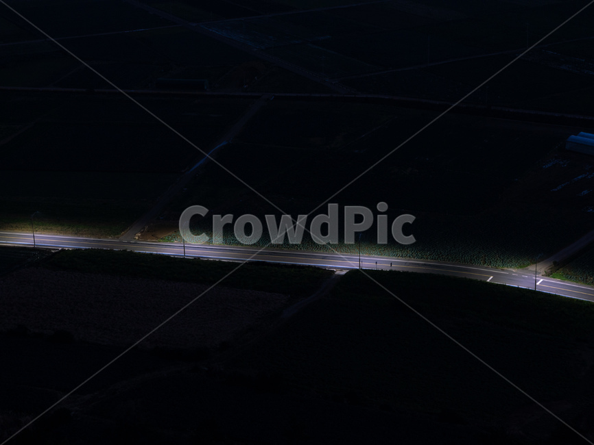 scenery,풍경,nature,자연,outdoors,옥외,landscape,경치,조감도,aerialview,가로등,도로,밤풍경,밤