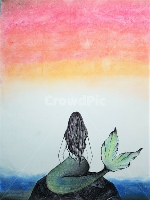 인어,인어공주,바다,일러스트,그림,그리기,감성,동심,공주,princess