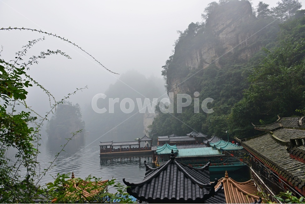 water,물,nature,자연,weather,날씨,outdoors,옥외,중국,장가계,대협곡,보봉호수,안개