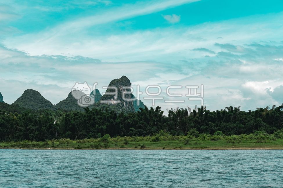 산맥,풍경,강줄기,강변,중국,숲