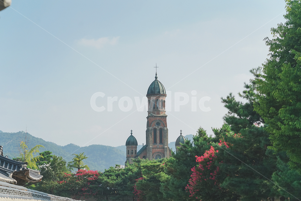 전주,전주한옥마을,하늘,성당,전동성당,종교,신앙,religion,belief,faith,건축물,건물외관,exterior,building,structure,architecture,construction