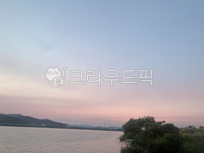 river view,blue sky,pink,outdoors,pink view,nature,river