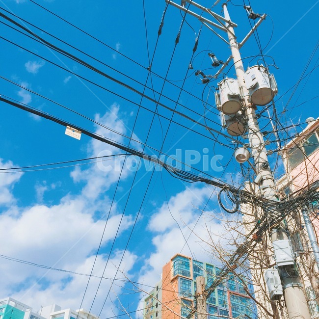 파란,하늘,구름,전봇대,청량감,시원한,sky,cloud,blue,산업,industry,industrial,에너지산업,energy industry