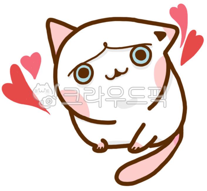 Character,character design,animal,cute,cat,white,pink,smile,heart,love,sticker,stationery