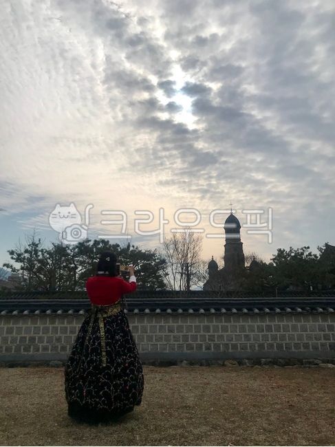 전주,전동성당,한옥마을,경기전,한복,여자한복,담장,인물,하늘
