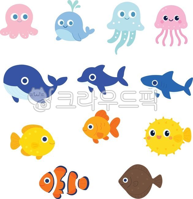 Fish,fish elements,fish svg,fish illustration,fish drawing,sea decoration,cute fish drawing,sea,summer,sea life,creature,puffer fish,flounder,goldfish,clownfish,jellyfish,dolphin,shark