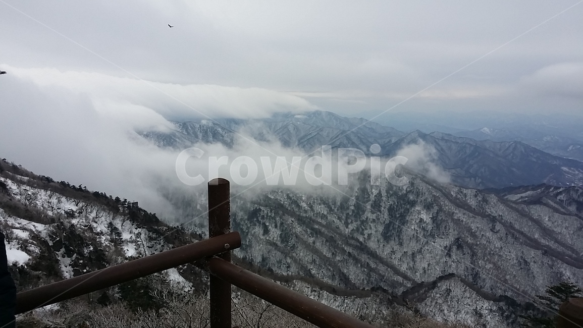 눈꽃,설경,운무,눈,산,겨울,계절,winter,season,자연,풍경,nature,landscape,outdoors,옥외,mountain,mountain range,산맥,banister,난간,handrail