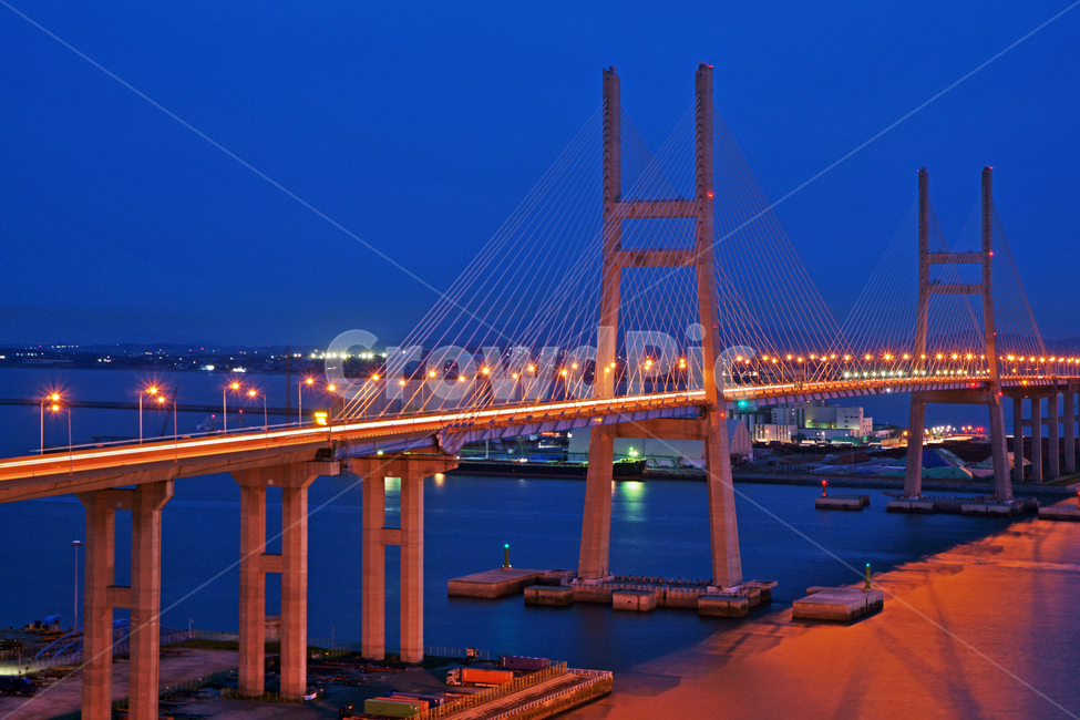 night view,Pyeongtaek,West Sea,Pyeongtaek Port,bridge,lighting,Seohae Bridge,Pyeongtaek Port West Pier