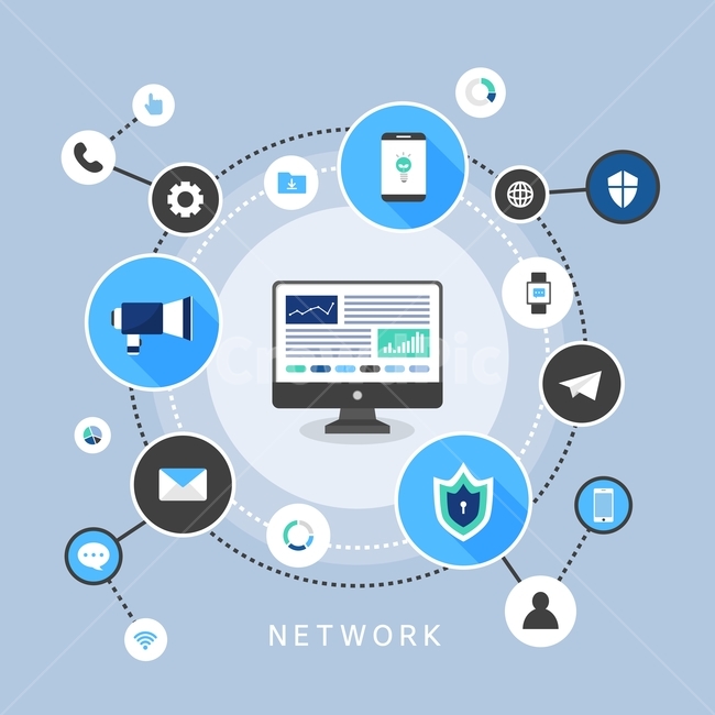computer,security,infographic,loud speaker,business,icon,Flat icon,paper airplane,network,element