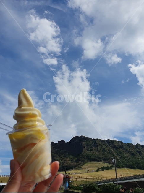 food,음식,디저트,한라봉아이스크림,제주도,성산일출봉,하늘,야외,자연