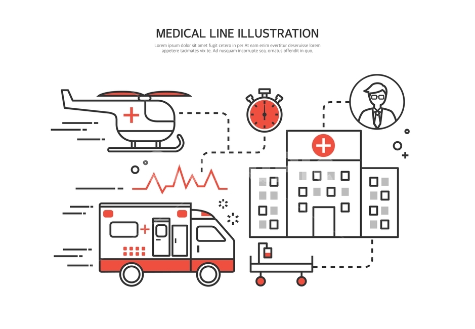 헬기,구급차,응급,병원,시계,라인일러스트,의료,의학,병원,medical,hospital,clinic,그래픽,일러스트레이션,graphic,illustration