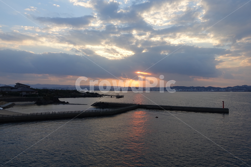 일몰,노을,바다,가고시마,빛내림,사쿠라지마,자연,풍경,nature,landscape,outdoors,옥외