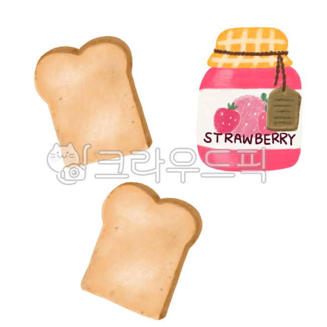 토스트,딸기쨈,딸기,딸기잼,쨈,잼,strawberry,jam,과일,음식,일러스트,색연필일러스트,음식일러스트,따뜻한,손그림,색연필그림,크레파스그림,tag,체크,노랑체크,유리병,수제잼,베이커리,디저트,카페,식빵,빵