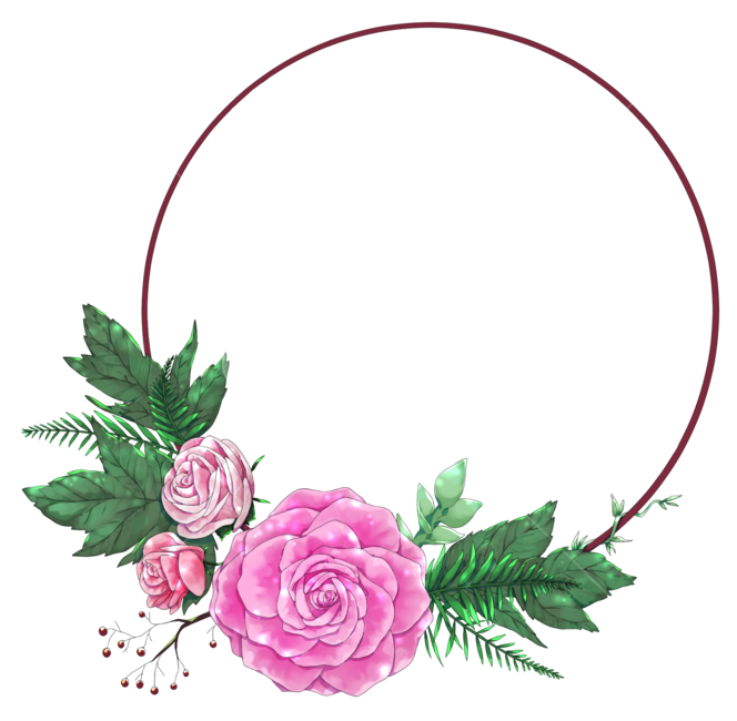 꽃,식물,장미,장식,png,분홍,초록,rose,green,flower,pink,circle,이파리,decoration,illustration