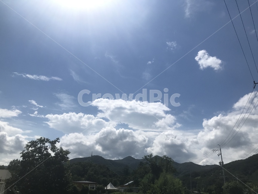 하늘,구름,햇살,눈부심,초록