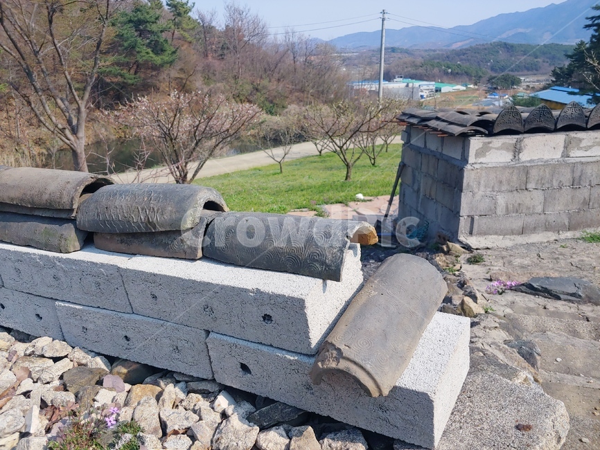 기와,돌담,풍경,시골,자연
