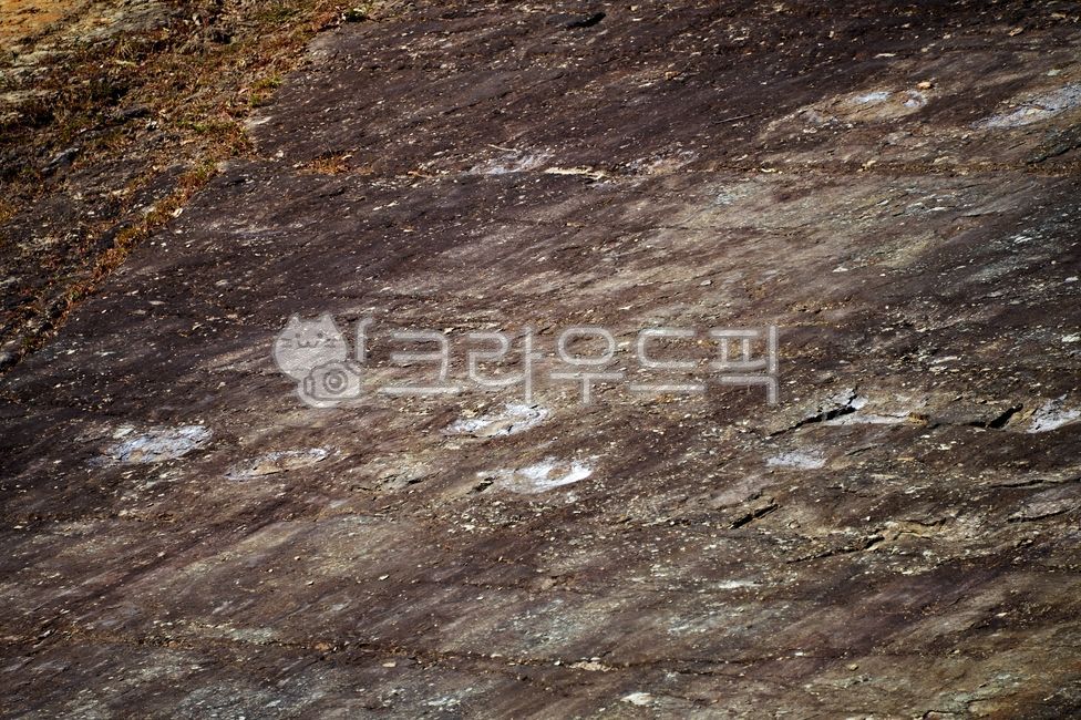 lipids,surface,dinosaur footprints,conservation area,rock,mountain,geological attractions,footprint,UNESCO Geopark,dinosaur traces,Fossil production area,plant,Cheongsong,dinosaur
