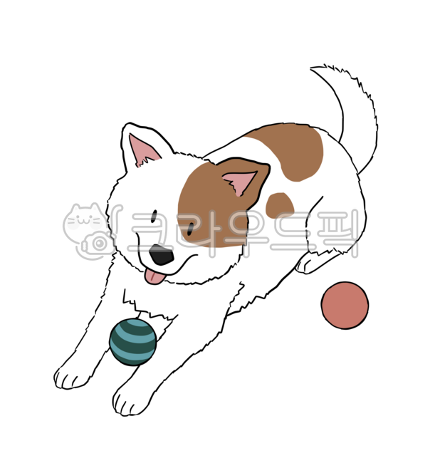 바둑이,강아지,개,시고르자브종,일러스트,그림,디지털,페인팅,드로잉,시골개,잡종,점박이,얼룩무늬,믹스견,흰바탕,갈색무늬,혀,웃는,대형견,멍멍이,꼬리,공놀이,노즈워크,공,노는,투명배경,누끼,spotted,white,brown,dog,illustration,digital,painting,drawing,transparent,background