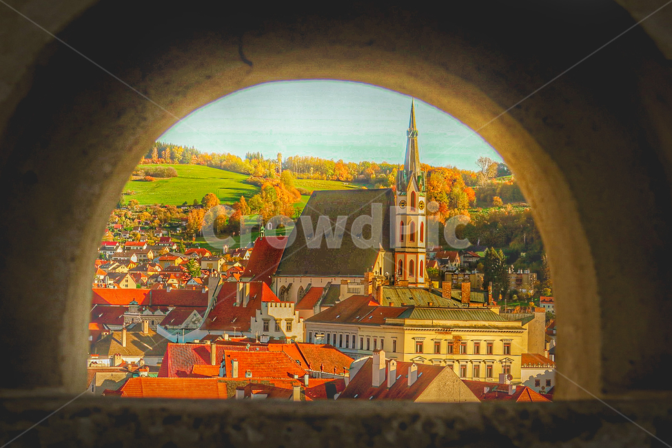 성당,천주교,기독교,마을,지붕,building,건물,architecture,건축물,유럽,동유럽,체코,체스키크룸로프,일출,해외,외국,세계,자연풍경,풍경,세계도시풍경,해외도시풍경,외국도시풍경,world cityscape