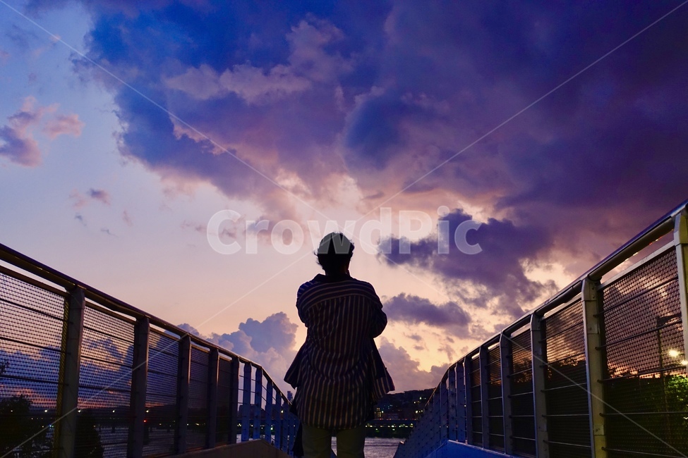 노을,석양,하늘,뒷모습,한강