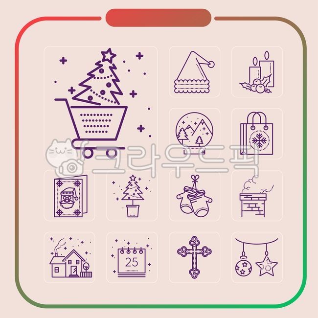크리스마스,아이콘,일러스트,라인아이콘,성탄절,겨울,계절,이벤트,행사,축제,장식,쇼핑,christmas,holiday,디자인소스,트리,모자,초,촛불,카트,쇼핑백,굴뚝,달력,십자가,그래픽,일러스트레이션,graphic,illustration