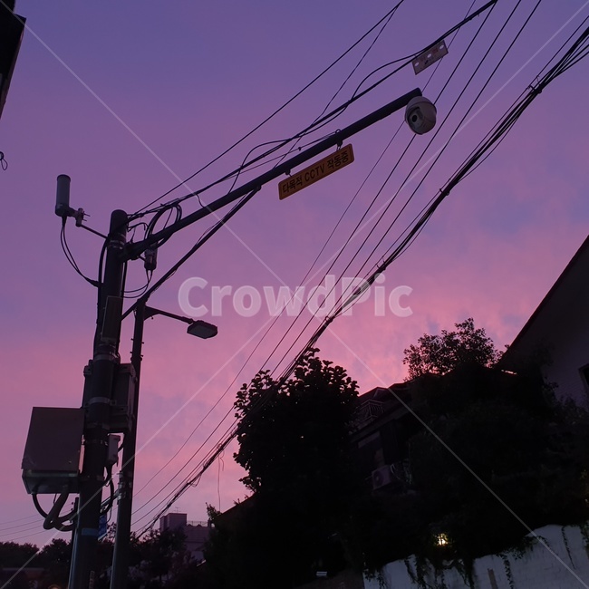 노을,해질녘,하늘,그림자,오묘한,sky,purple,보라색,silence,전봇대