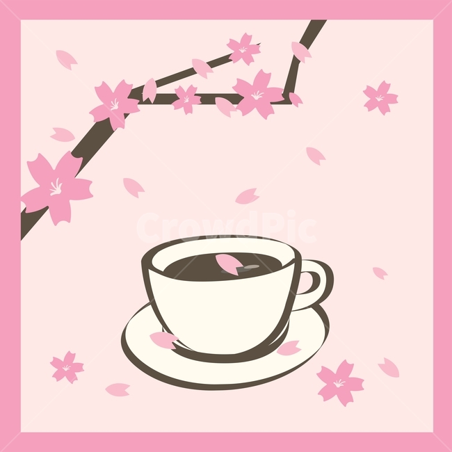 커피,coffee,벚꽃,꽃,봄,spring,flower,핑크,pink,cherryblossom,카페,cafe,찻잔,차,tea,cup,아메리카노,americano,브라운,brown,봄,계절,spring,season,그래픽,일러스트레이션,graphic,illustration