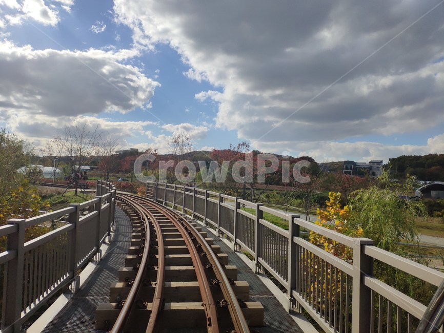 철도,자전거,경관,경치,하늘,자연,공원,레일,rail,railway